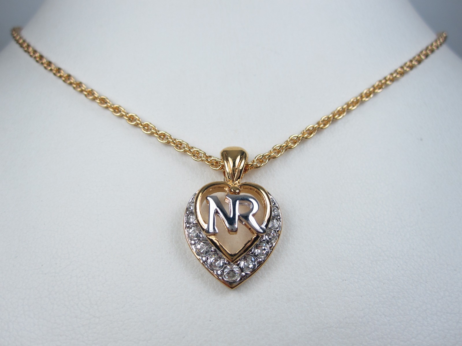 Nina Ricci Gold Plated Pendant with NR logo & Swarovski Crystals - 16-18" - 7951