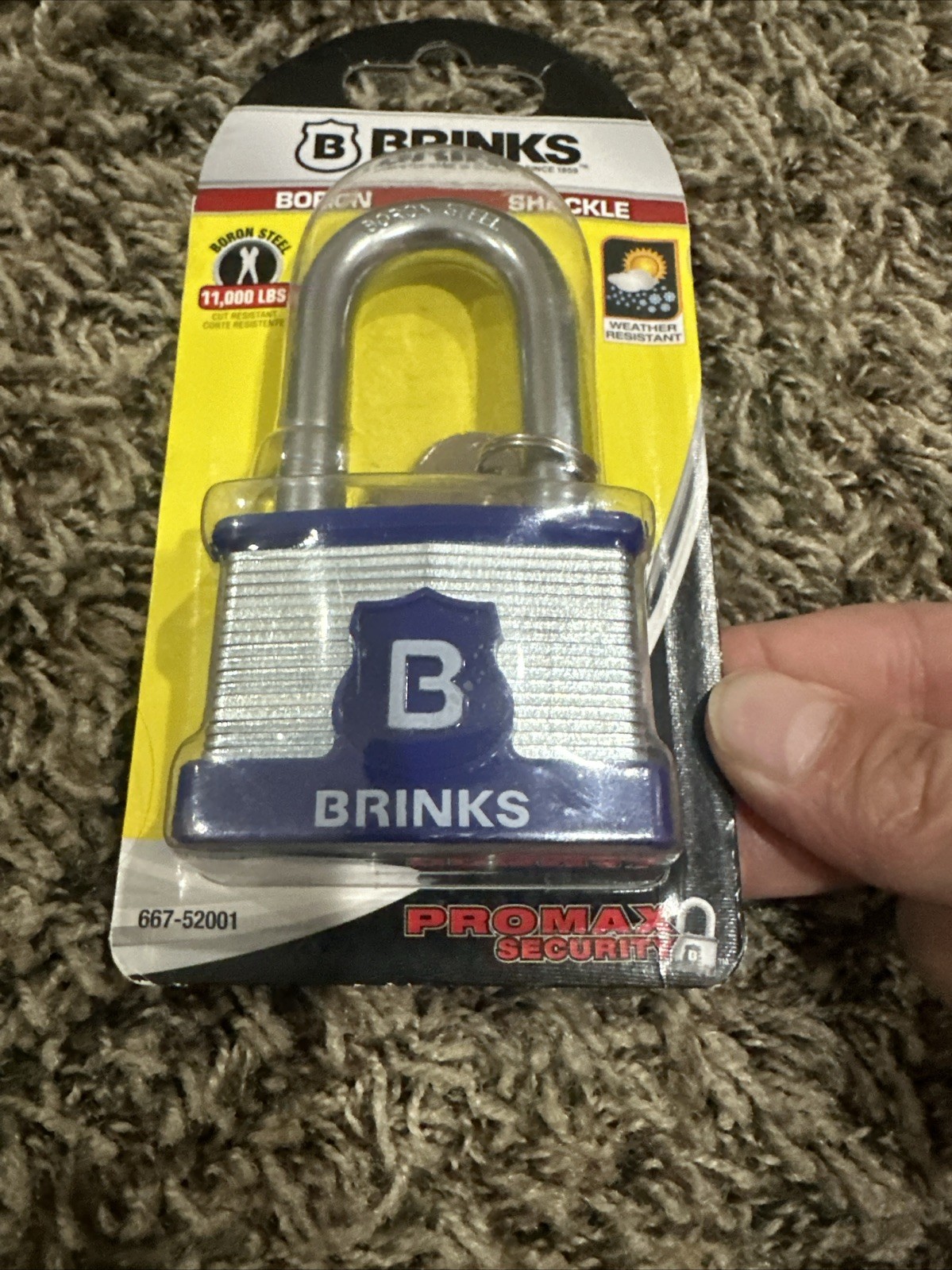 Brinks Promax Padlock Boron Steel 2" Shackle Length 667 52001 11000lb Resistant
