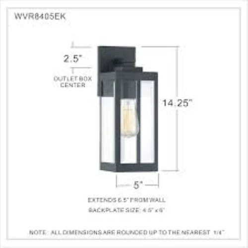 Quoizel WVR8405EK Quoizel Westover Modern 1 Light Wall Sconce, Black - Picture 2 of 4
