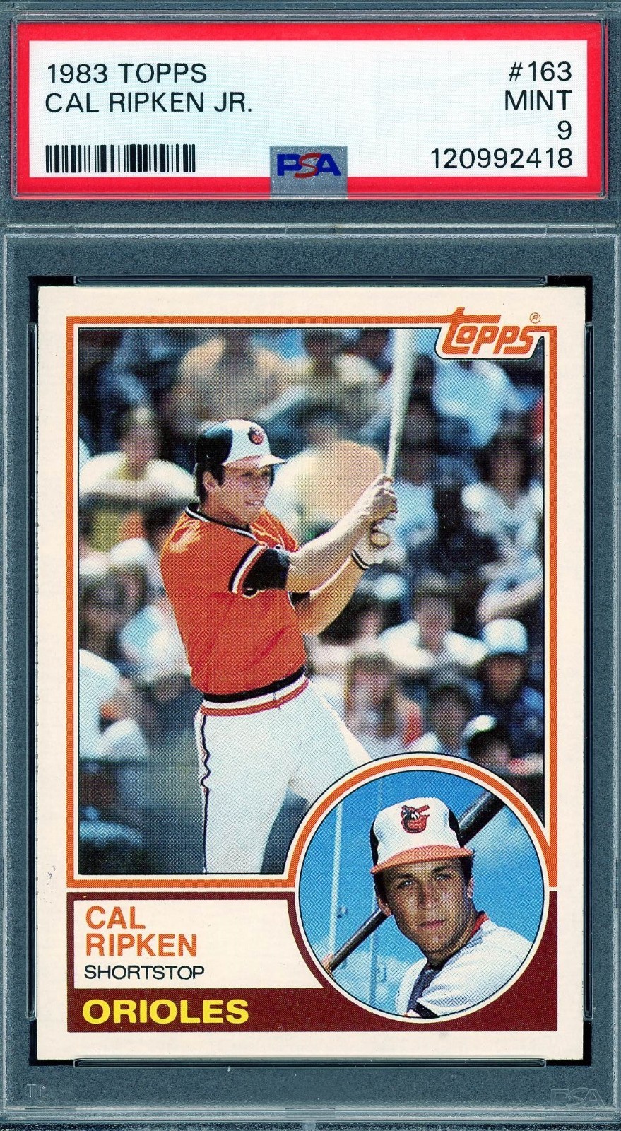 1983 Topps # 163 Cal Ripken Jr. HOF PSA 9 Mint Orioles (2418)