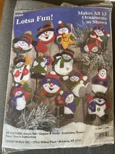 Design Works Felt Christmas Ornament Craft Kit NEW 13 Snowmen "Lotsa Fun" 5352