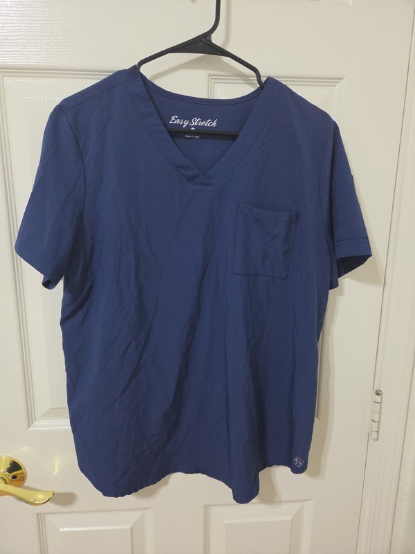 Easy Stretch Scrub Top BU543 size L Easy Stretch Navy Blue Short Sleeves