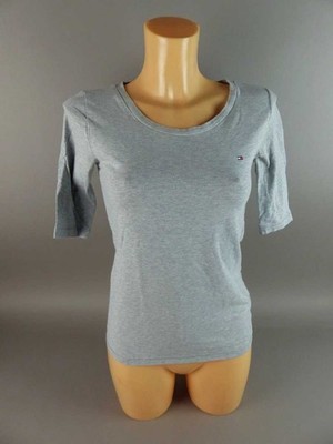 Tommy Hilfiger Damen Shirt Gr. XS grau 1/2 Arm Rundhals T-Shirt Freizeit (20579)