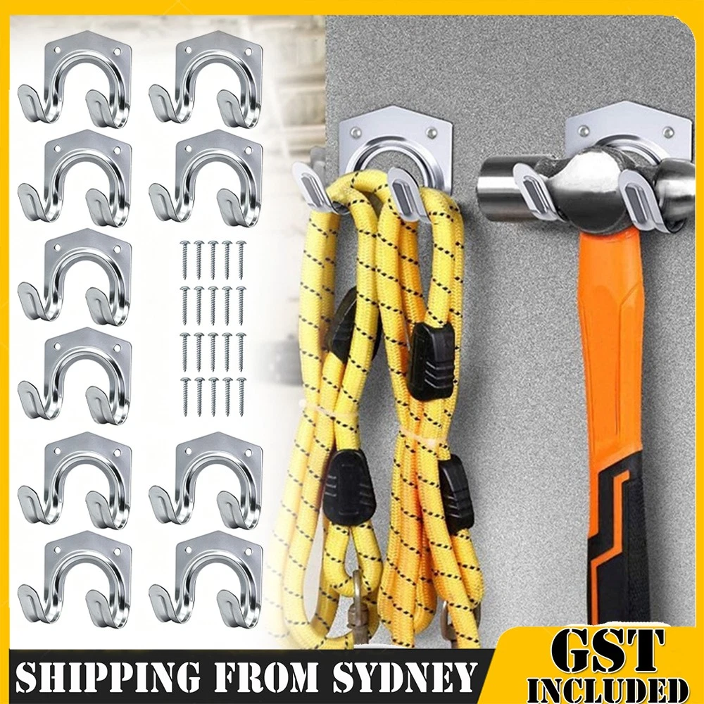 UP 50PCS Zine Tool Storage Double Hooks Hangers Wall Metal Holder Garage Garden