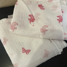 Lot Of Two Aden And Anais Muslim Swaddle Blankets Pink Elephants And Butterfly