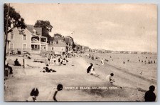 Milford CT~Myrtle Beach Sun Bathers~Homes Along Shorefront~1953 B&W Collotype