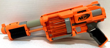 NERF Fury Fire Pump Action Revolver Gun Orange Team Dart Tag - 10 Dart Barrel