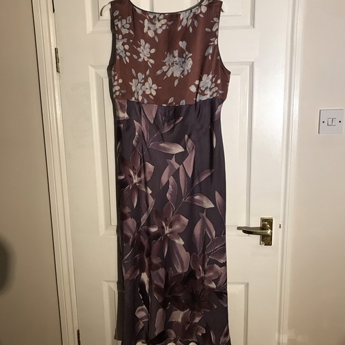VINTAGE MONSOON PURPLE MIX SILK FLORAL FULLY LINED MAXI DRESS SIZE 14 - Picture 8 of 9