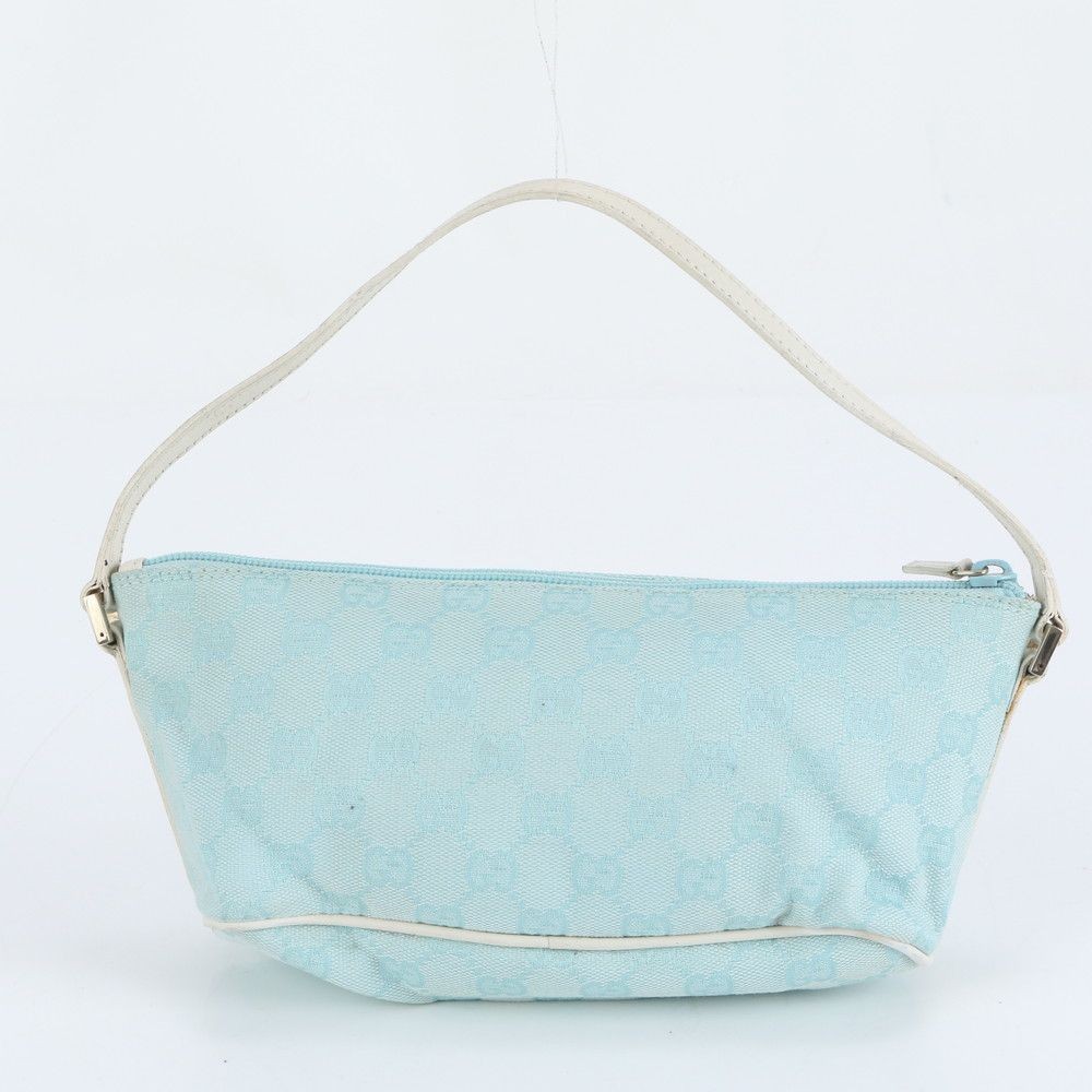 Gucci GG Canvas Light Blue Leather Handbag Women's Tote Authentic Rare thumbnail 3