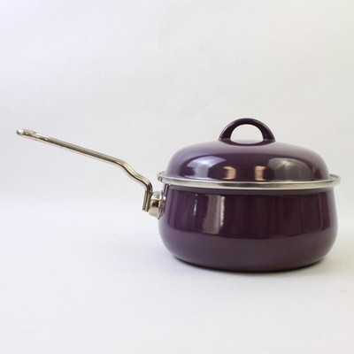 Vitrex Spain Eggplant Purple Enamel Steel 8 Inch Saucepan With Matching Lid