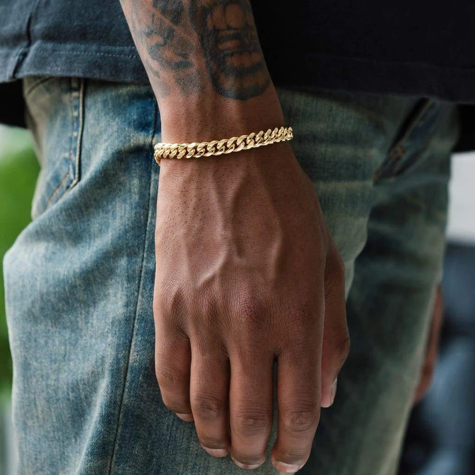 Pulseras De Hombre Oro 14K Joyeria Regalos Esclava Brazalete Manilla Para Hombre Foto 3 de 4