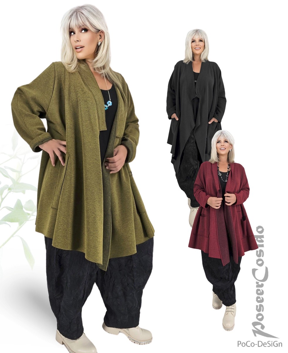 LAGENLOOK Überwurf Jacke senf schwarz rot L-XL-XXL-XXXL 42 44 46