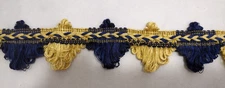 6 yards Scallop Fringe 2 inch Gimp - Navy Blue / Yellow Gold - Fabric Trim