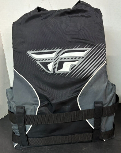 NEW FLY RACING NYLON LIFEJACKET Black/Gray Sz Super Large 50-60" - Picture 2 of 3