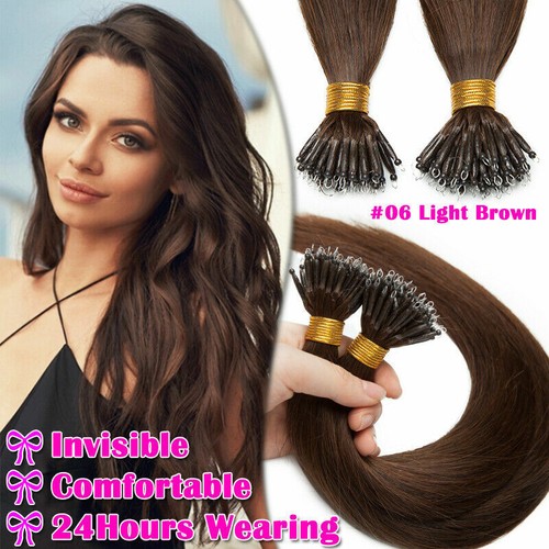 Nano Micro Beads Link Hair Extensions Nano Ring Tip Remy Human Hair Straight 1g - Picture 4 of 113