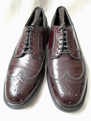 Sears Brogue Genuine Leather Long Wingtip Dress Oxfords Men\'s Footwear 12 D Vintage 60s 70s Sears Wingtips Brown Leather Brogue Oxford  main image 2