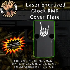 Rock On Skeleton Hand - Laser Engraved RMR Cover Plate for Glock 19 17 23