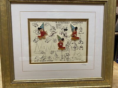 Disney The Sorcerer s Apprentice Model Sketch Sheet Framed Pin Set COA Included