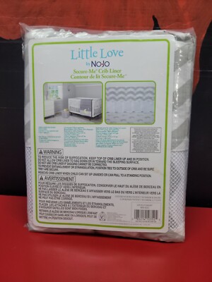 Little Love: Chevron Print Crib Liner-Grey/White by NoJo Secure-Me Crib Liner