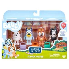 Bluey School Mates 4pk Figures Set with Lunchboxes - Articulated Toys