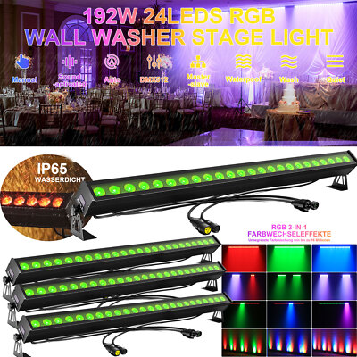 4STK IP65 Wasserdicht RGB 24*8W LED Wall Washer DMX Lichtleiste Party IN/Outdoor