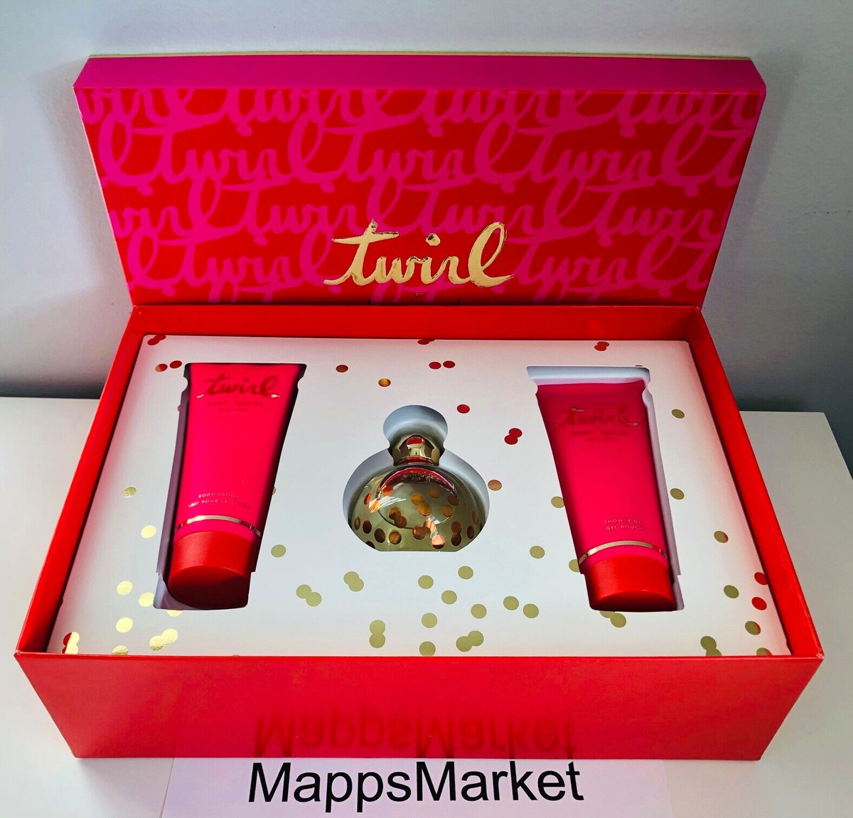 NIB KATE SPADE Twirl 3Pc Fragrance Set 1.7 EDP, 3.4 Body Lotion