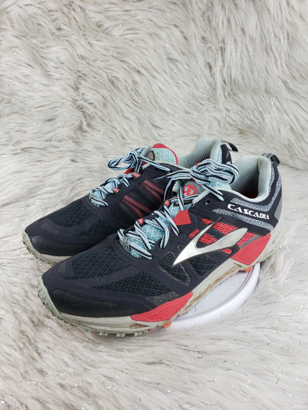 CASCADIA by Brooks Womens Size 10 Black Baby Blue Coral Pink Active Sneakers