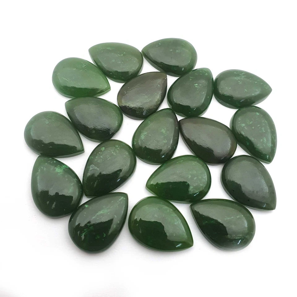 Cabochão de pera de jade verde natural nefrite pedra preciosa solta 3 peças 13-18 mm 24 CT - Imagem 2 de 4