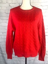 Claude Vernet Vintage Lambswool Angora Rabbit Hair Cable Knit Red Sweater Medium