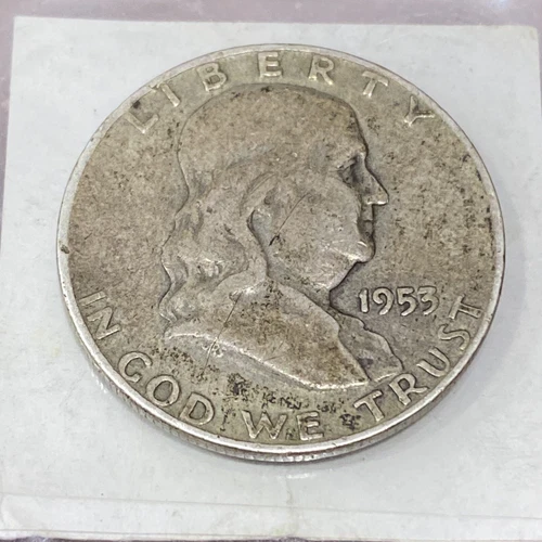 1953 No Mint Mark Franklin Half Dollar Fine Condition Coin U.S Mint Certified