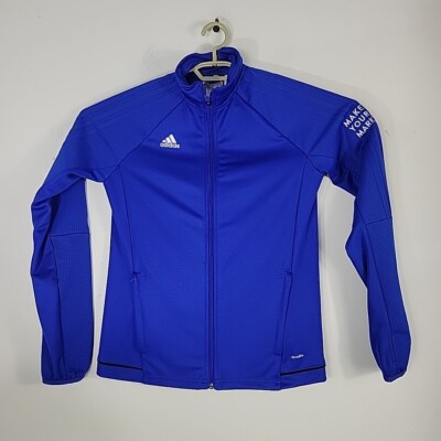 Adidas Climalite Jacket Womens Blue S Full Zip Track Jacket Stretch Abbott Logo