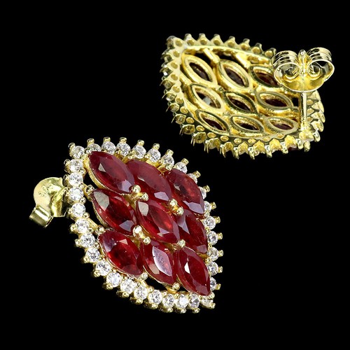925 Sterling Silver Earrings Marquise Ruby 6x3mm Natural Gemstone Jewelry - Picture 3 of 14
