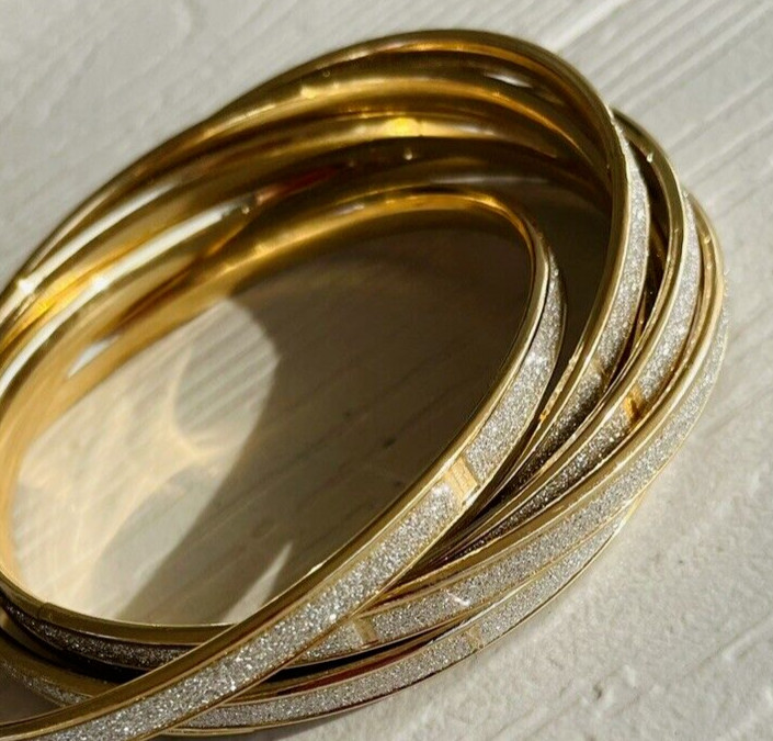 Steve Madden Six Interlocking Bangle Bracelets Go… - image 13