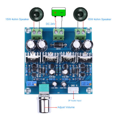 1PCS 15W+15W Dual Channel Stereo Power Amplifier Module Class D Audio Conveter