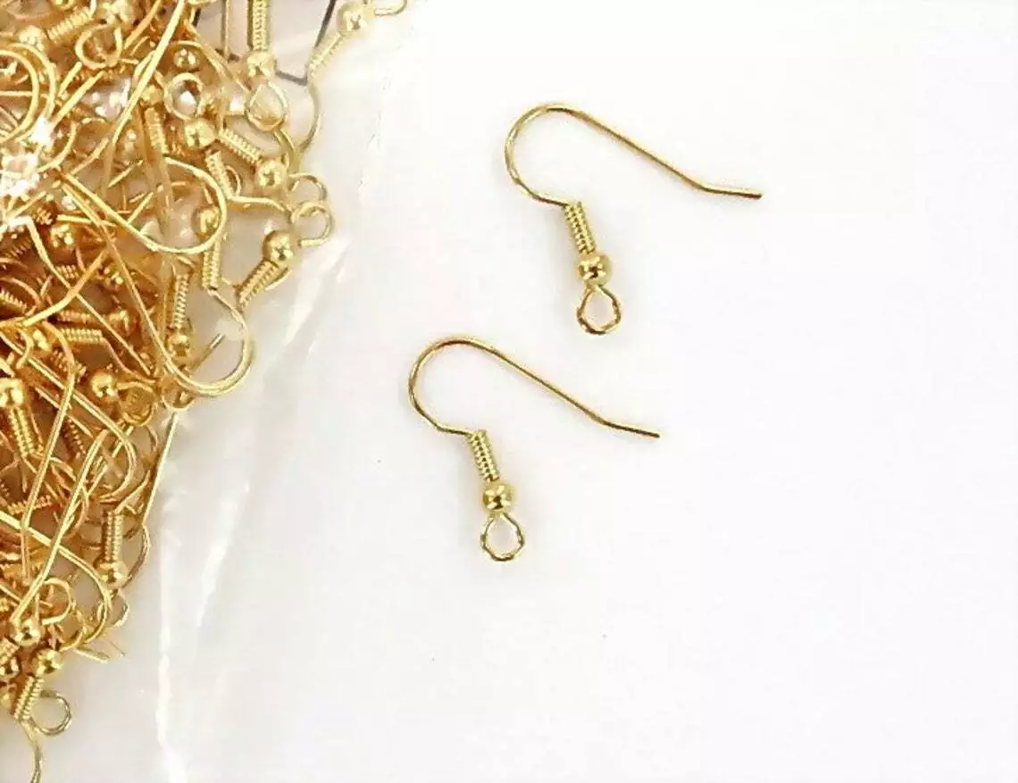 Earring Hooks Gold Plated French Ear Wires Fish Hook Earrings 100 pcs DIY  Craft