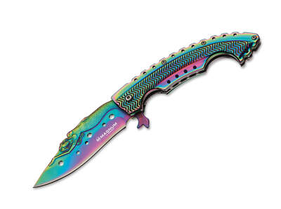 Boker Magnum Rainbow Mermaid Pocket Knife 3.74'' Blade 440A Liner Lock   01LG318