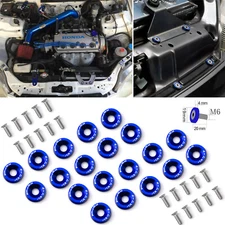 Blue 20 Pcs Billet Aluminum Fender/Bumper Washer/Bolt Engine Bay Dress Up Kit