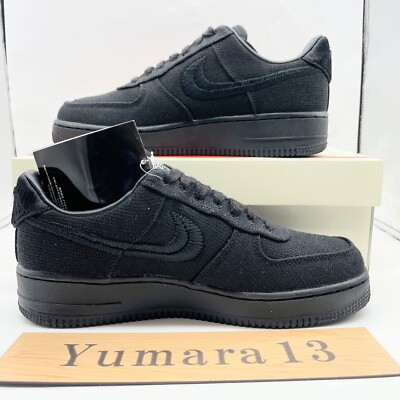 Nike Air Force 1 Low Stussy Triple Black CZ9084-001 Men's Size | eBay
