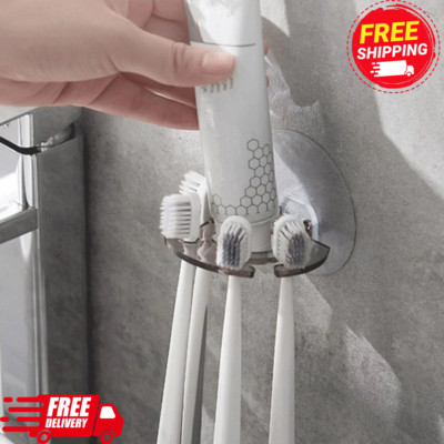 Toothbrush Holder Wall Mount Sucker Suction Cup Toothpaste Storage for Washroom