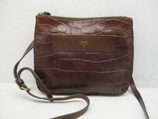 FOSSIL Leather Crossbody Croc Embossed Bandolera Shoulder Travel Bag