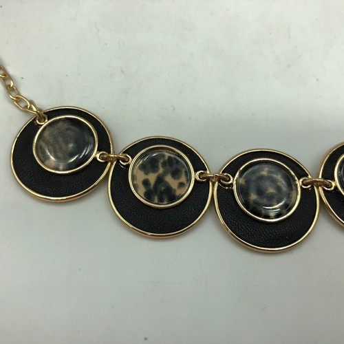 ANN TAYLOR FACTORY Necklace NWT Gold Tone & Black Link Retro Festival Disco - Picture 10 of 15