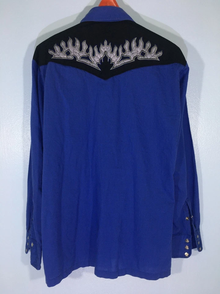 Camisa LS Lisa Bordada Flor Vaquera De Colección Años 90 MWG Western Resistente Desgaste M Foto 3 de 4