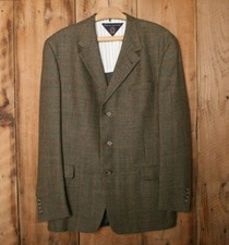 TOMMY HILFIGER Green  Brown Houndstooth Plaid Sport Coat Blazer Sz. 44L