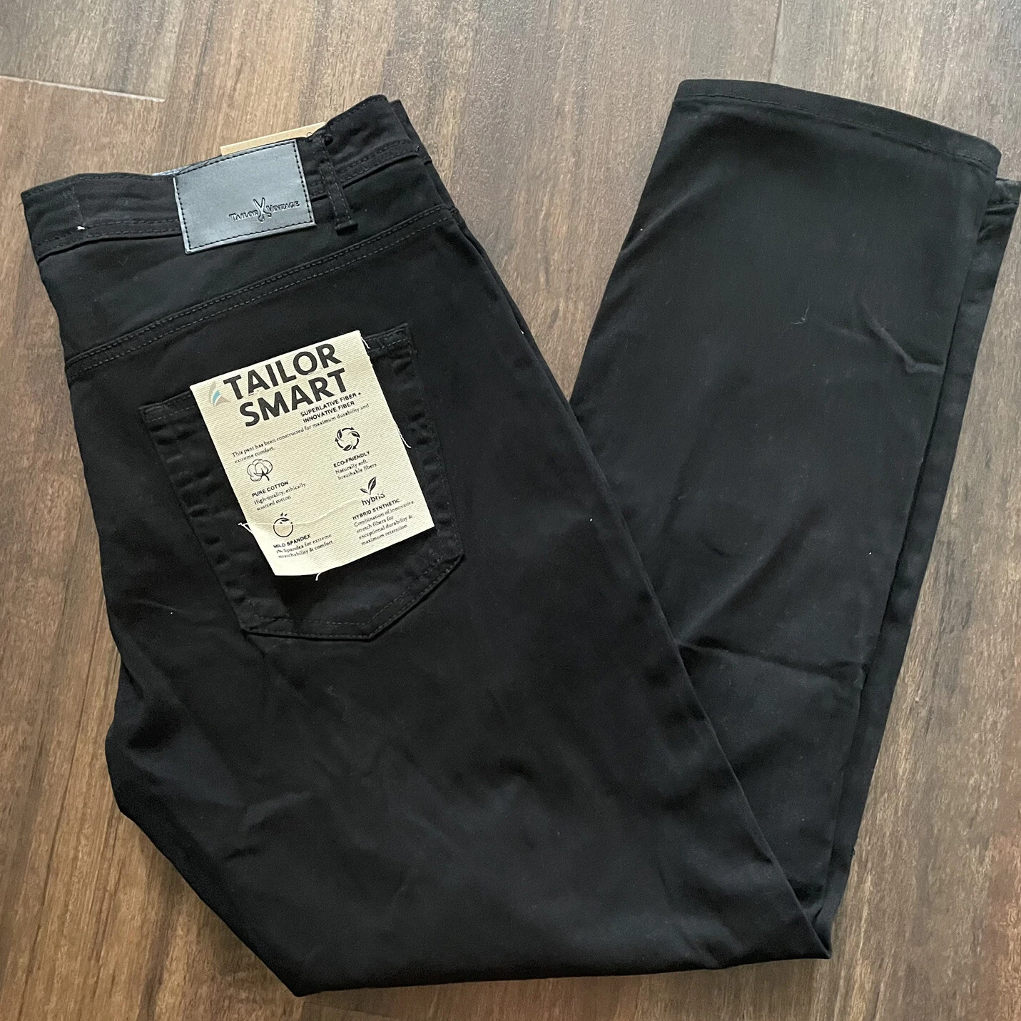 Tailor Vintage NWT Mens 38x32 Tailor Smart Pants Black Canaan Slim Fit NWT $98