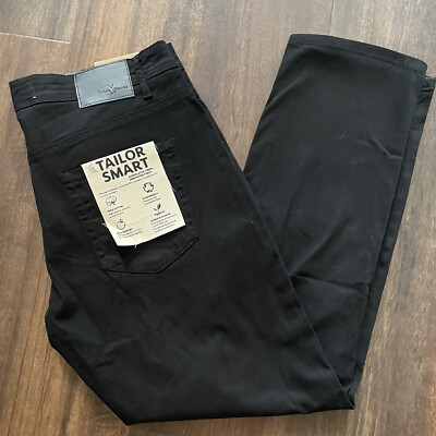 Tailor Vintage NWT Mens 38x32 Tailor Smart Pants Black Canaan Slim Fit NWT $98