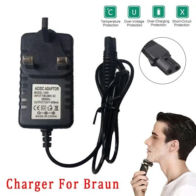 12V Power Charger Cord Adapter UK Plug For Braun Shaver Razor 1 3 5 7 9 Series