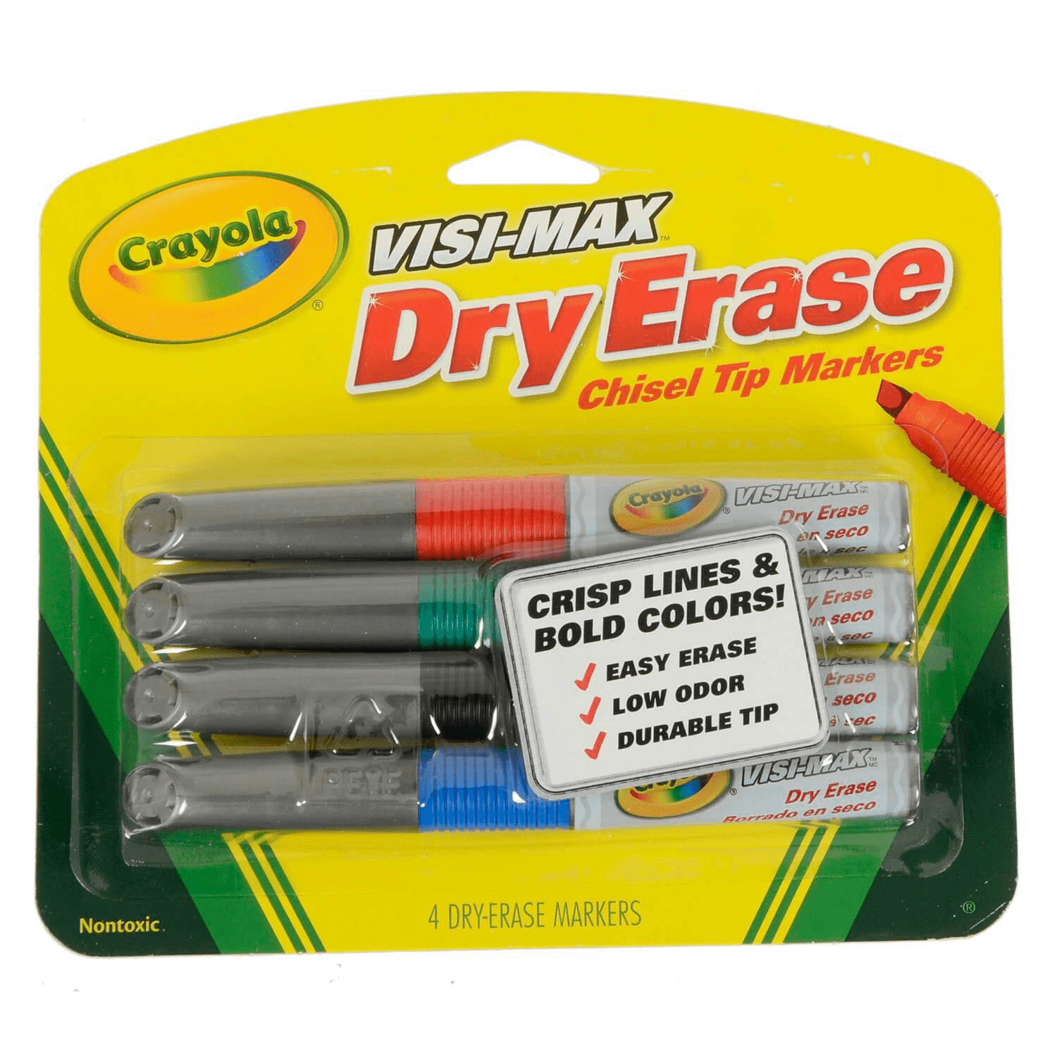 Crayola Visi-Max Dry Erase Chisel Tip Markers - pack 4 markers