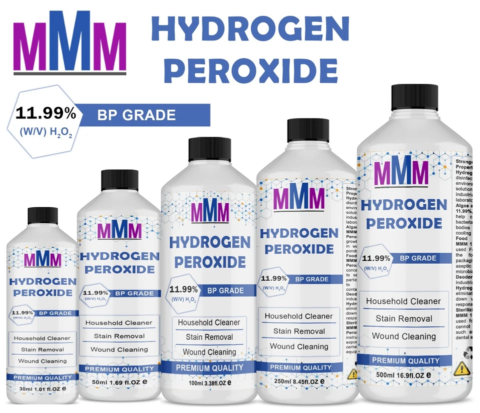 MMM Hydrogen Peroxide Food Grade 11.99% Premium Quality | Multi-Purpose Cleaner- UK
