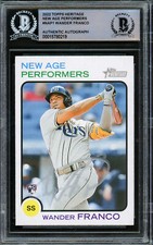 Wander Franco Autographed 2022 Heritage New Age Performers RC (Light) Beckett N