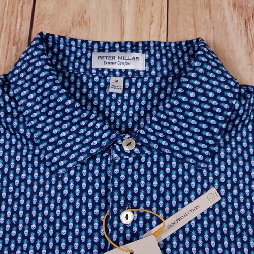 NWT Peter Millar Summer Comfort Men's Polo Shirt Skull Print M (Fit M or L)